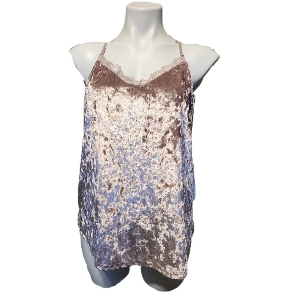 ❤️ 4/$20 Bobbie Brooks sleep shirt Women's large Pink crushed velvet lace neck